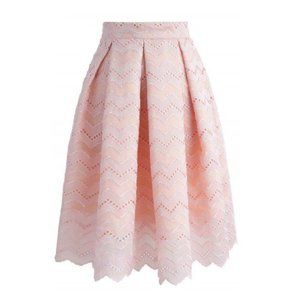 Chicwish pink lace pleated midi skirt